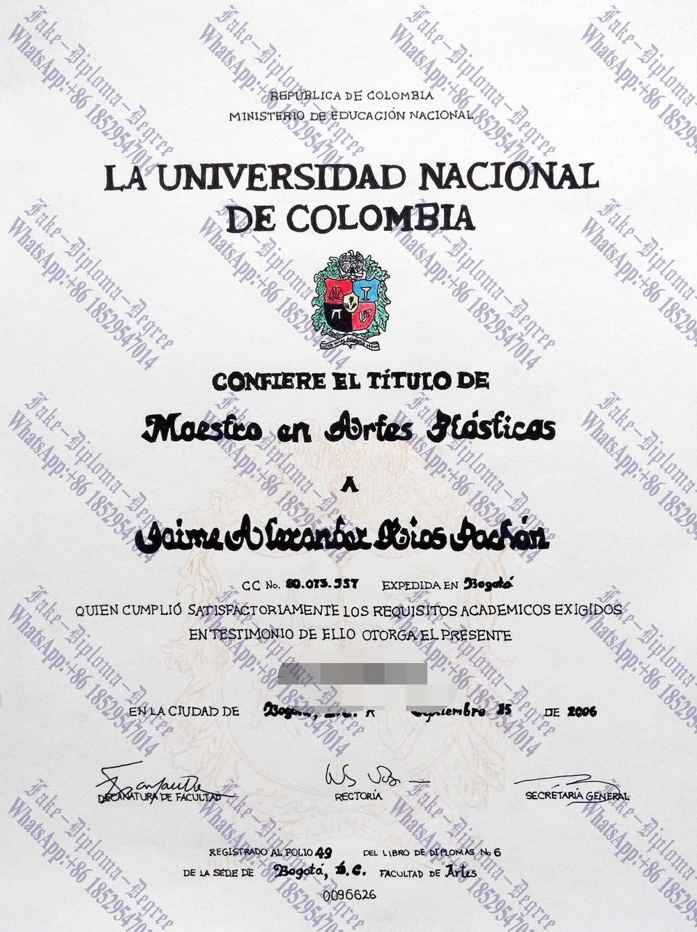 Best Fake Universidad Nacional de Colombia Diploma