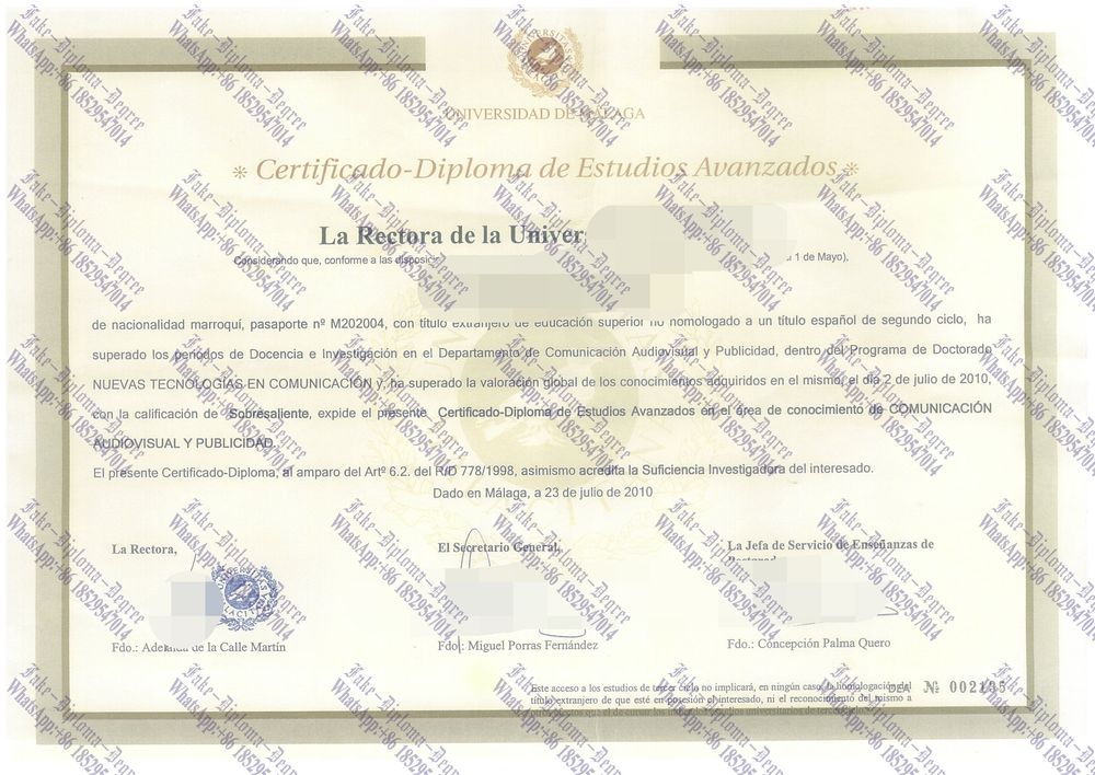 Best Fake University of Malaga Diploma