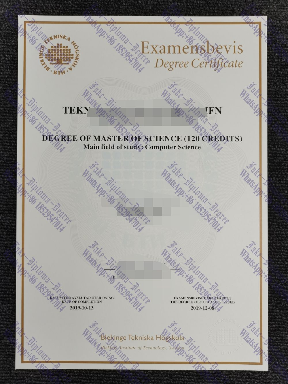 Buy fake Is it possible to buy fake Blekinge Institute of Technology Diploma Diploma