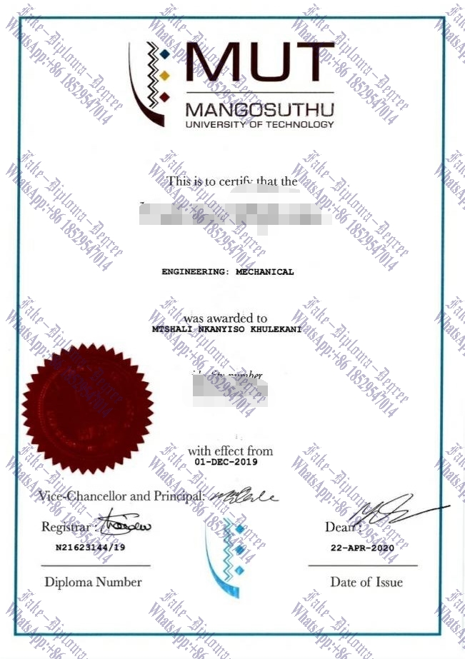 Buy fake Mangosuthu University of Technology Diploma