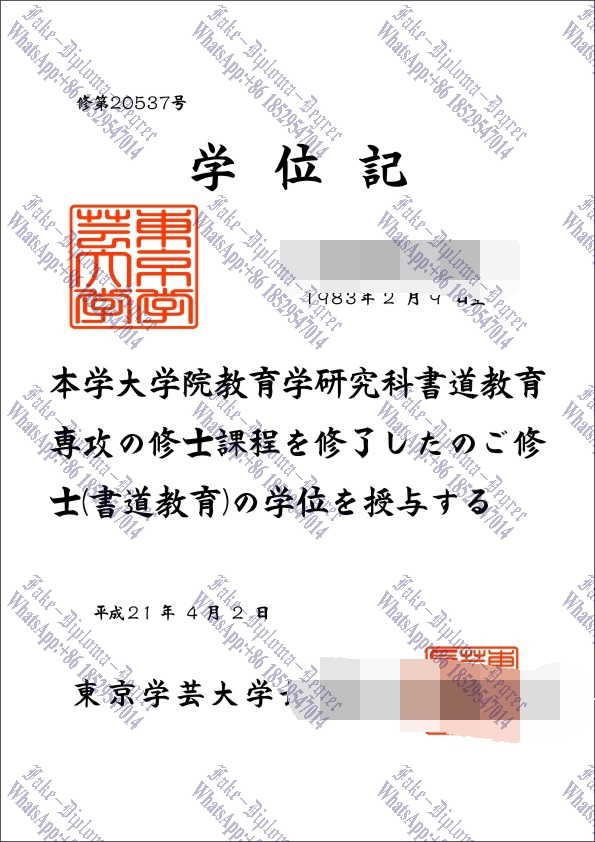 Buy fake Tokyo Gakugei University Diploma