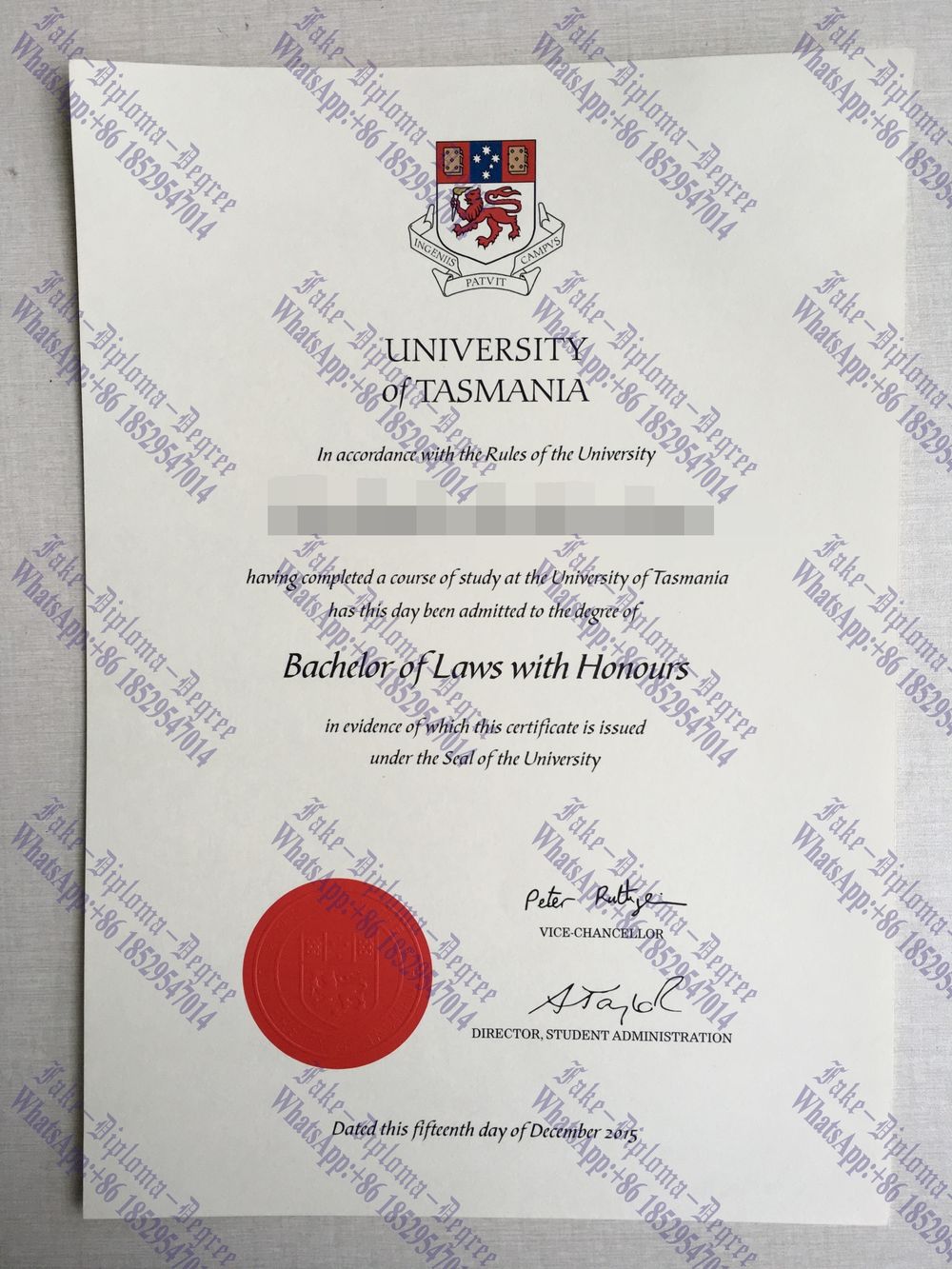 Buy fake University of Tasmania Diploma