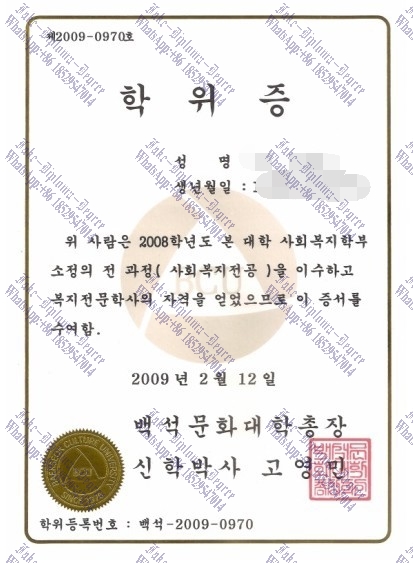 Copy Fake Baekseok Culture University Degree