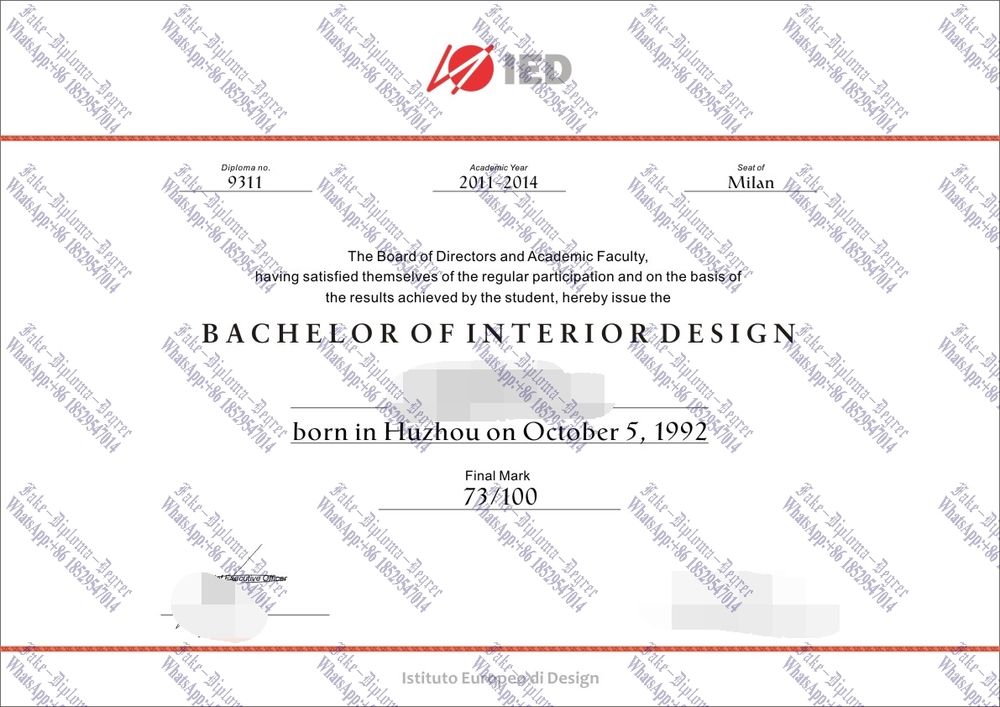 Copy Fake IED Istituto Europeo di Design Diploma