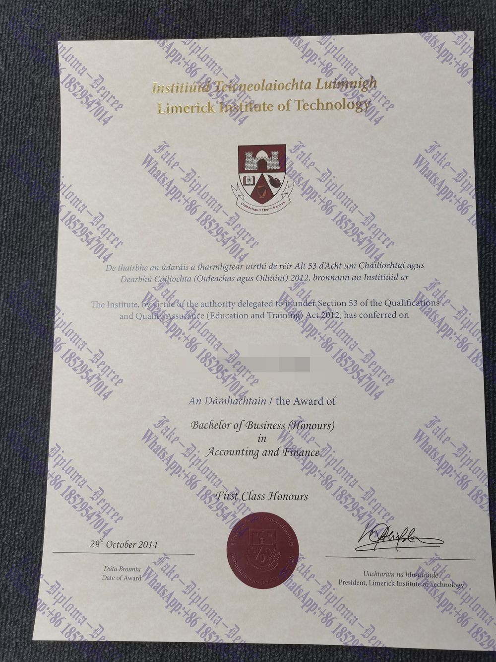 Copy Fake Limerick Institute of Technology Diploma