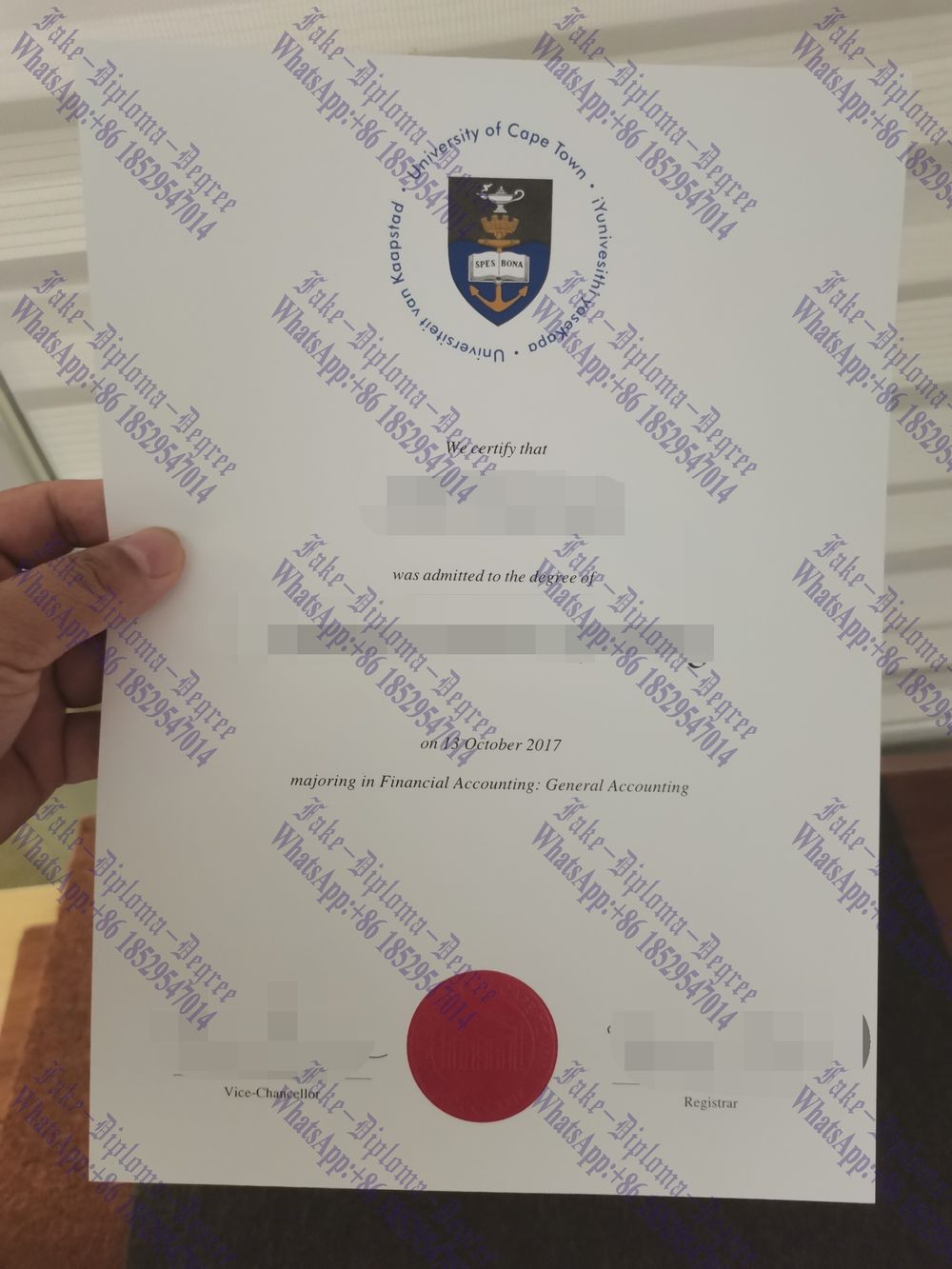 Copy Fake University of Cape Town Diploma