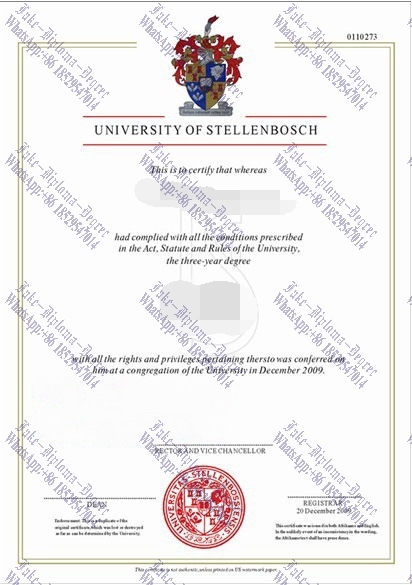 Copy Fake University of Stellenbosch Diploma