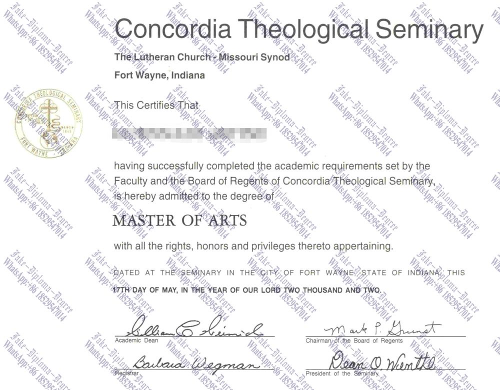 Fake Concordia Theological Seminary Diploma