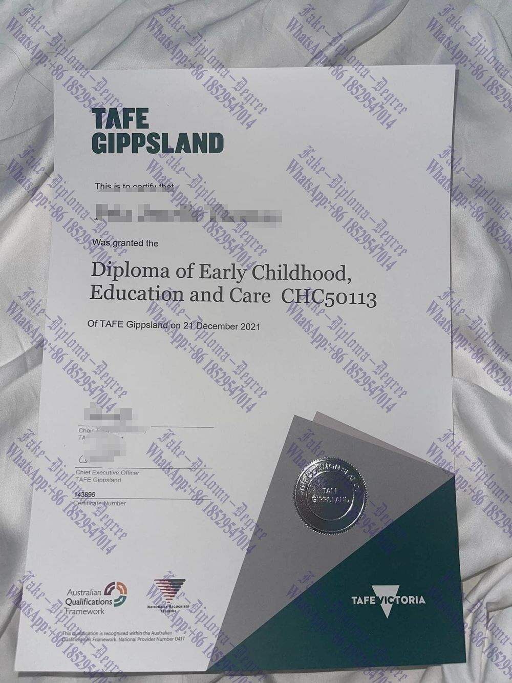 Fake Gippsland Vocational and Technical College Diploma