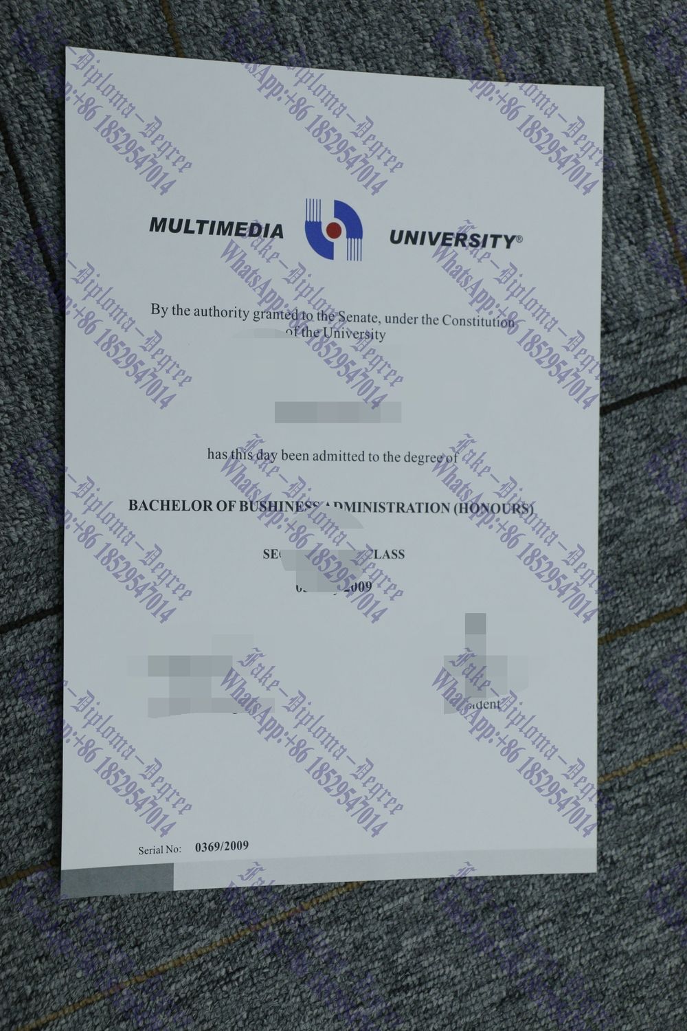 Fake Multimedia University Diploma