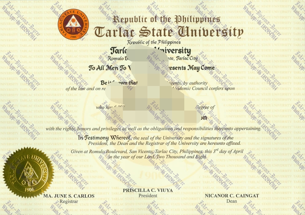 Fake Tarlac State University (TSU) Diploma