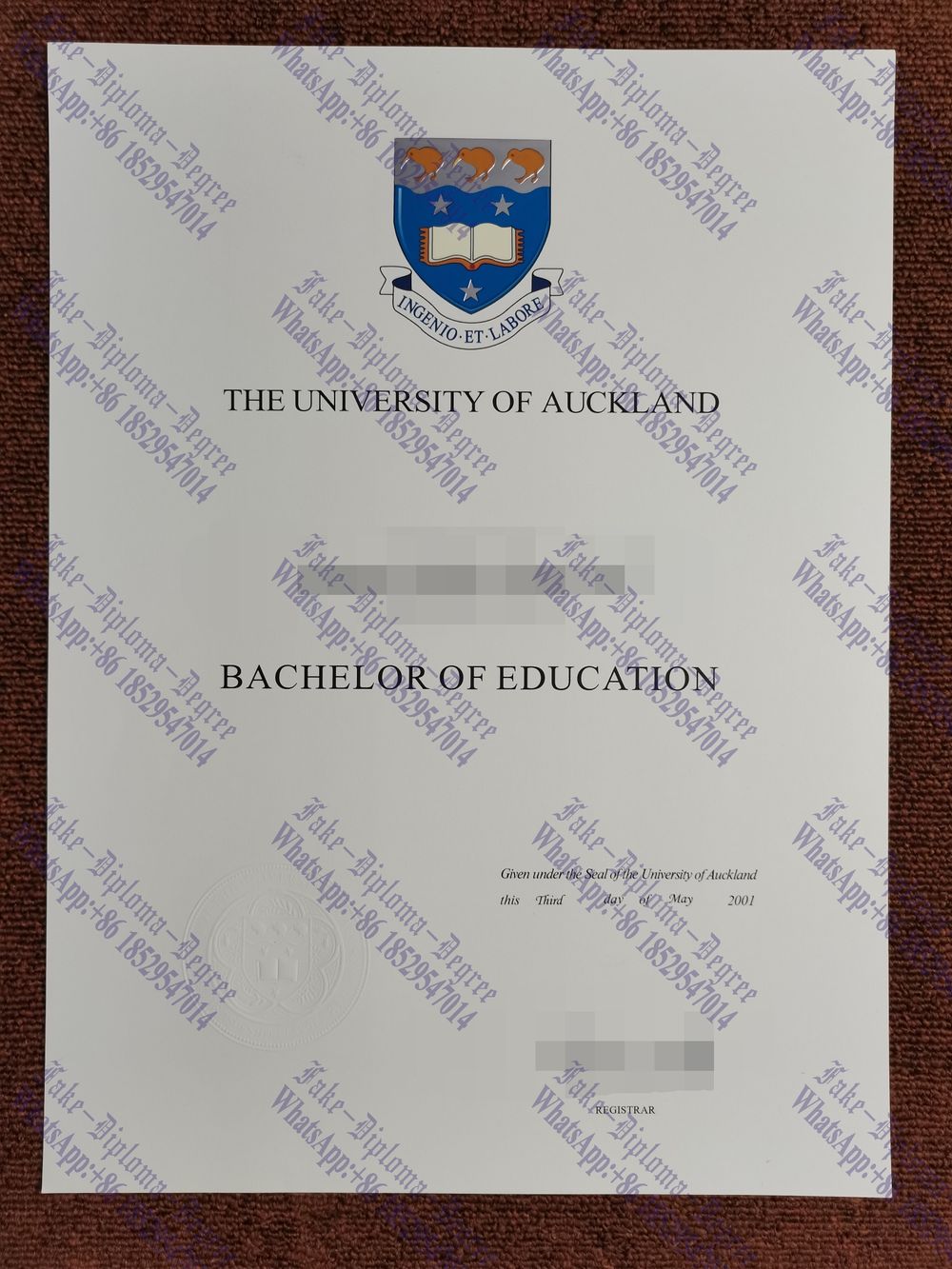 Fake The University of Auckland Diploma