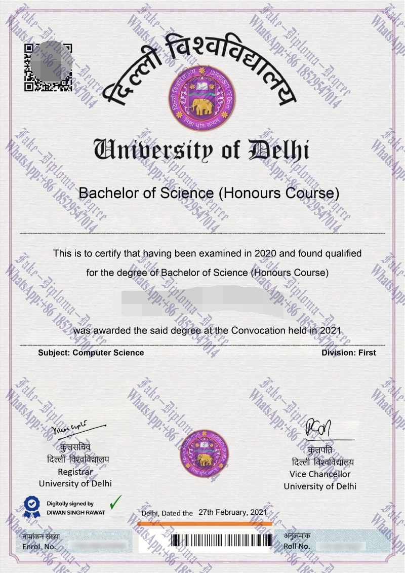 Fake University of Delhi Diploma