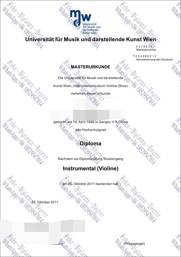 Fake University of Music and Performing Arts, Vienna Degree