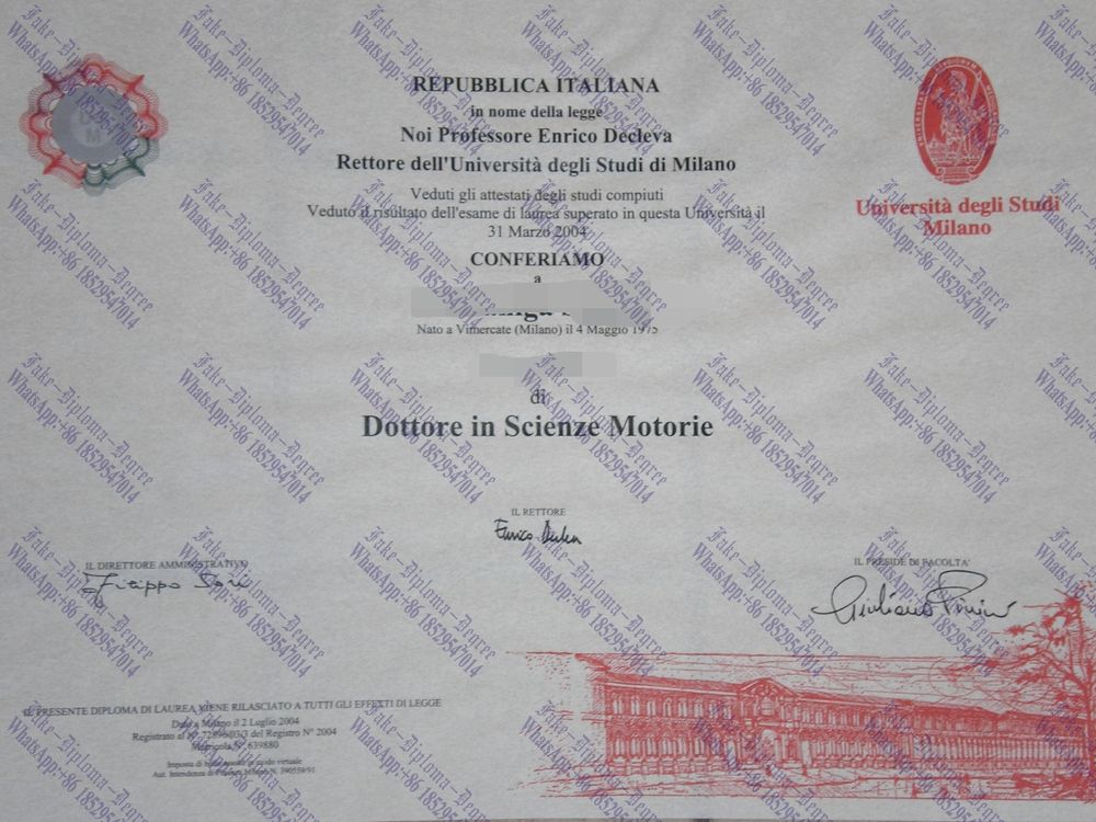 Fake Università degli studi di Milano Diploma