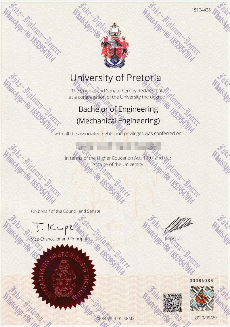 Fake univesrity of pretoria Degree