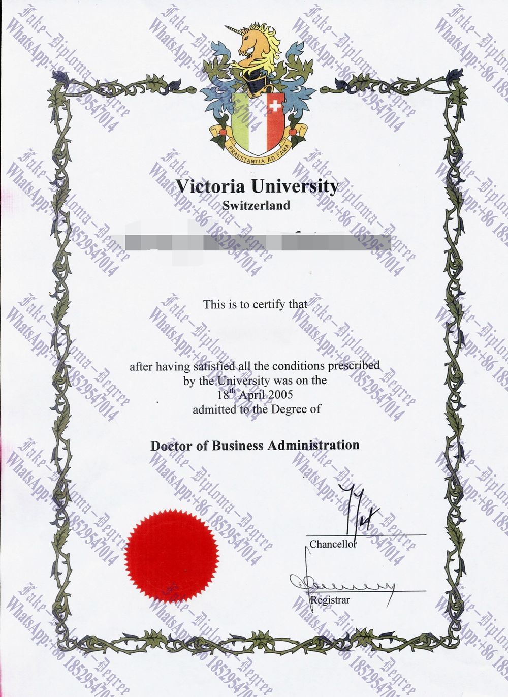 How to buy phony Victoria University Switzerland Diploma