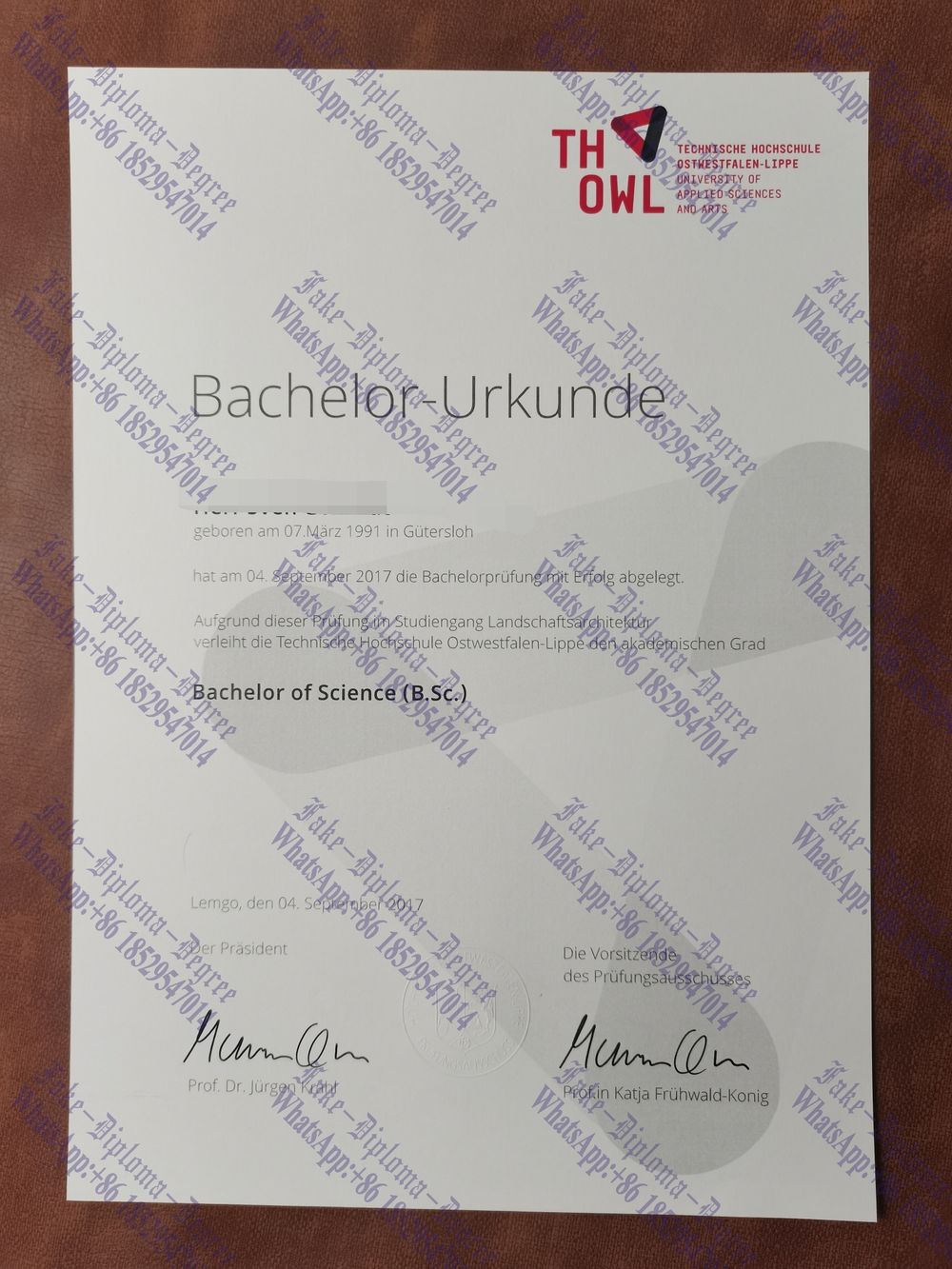 How to create fake Ostwestfalen Lippe H Hochschule Ostwestfalen Lippe Diploma