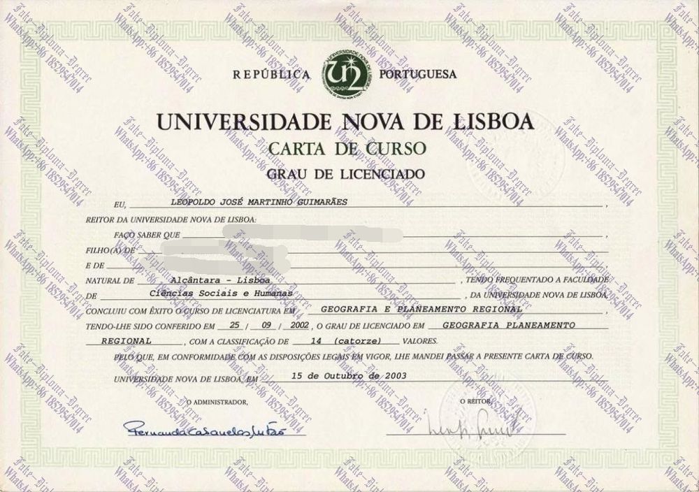 How to create fake Universidade Nova de Lisboa Degree