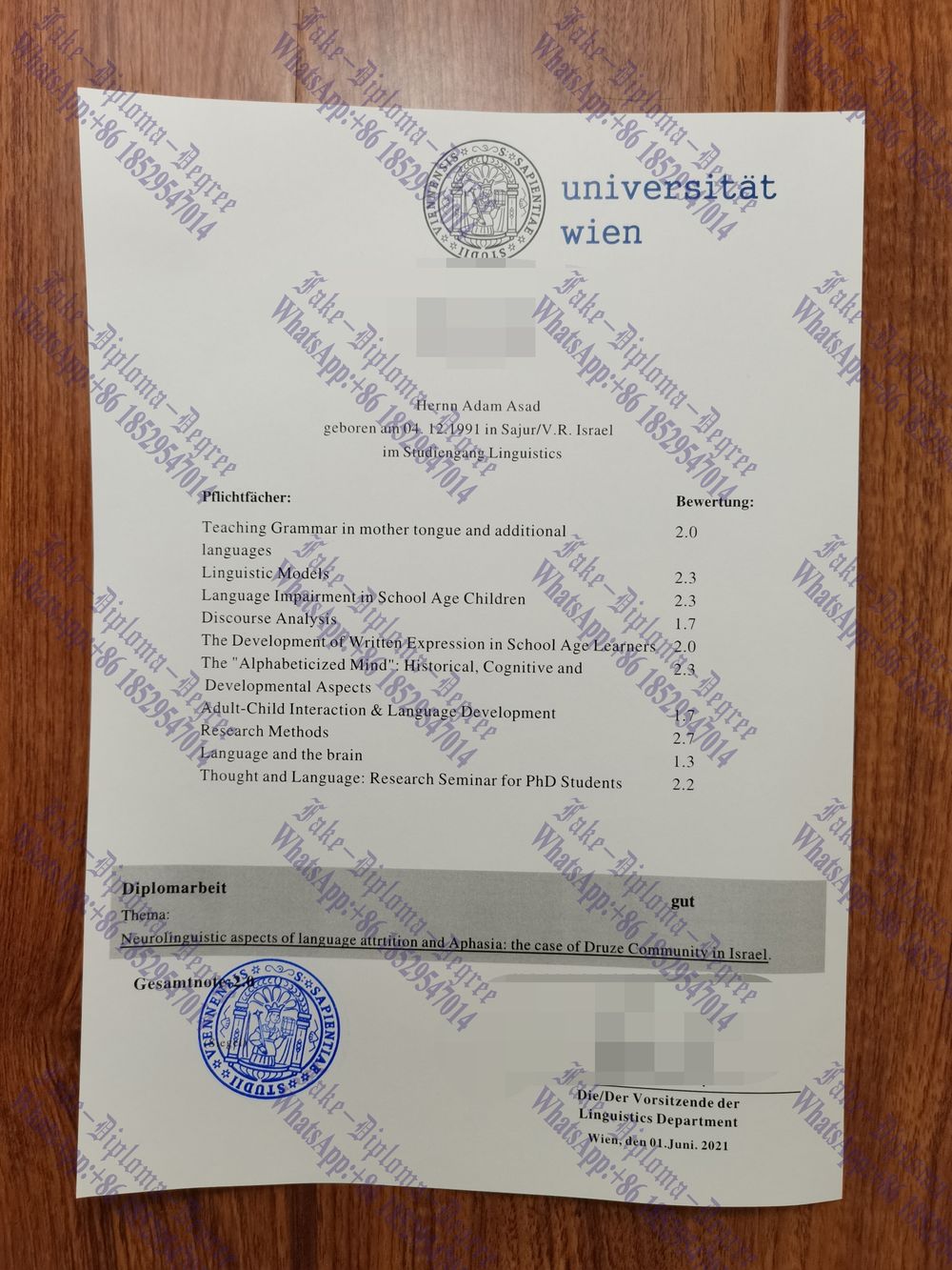 How to create fake University of Vienna Diploma