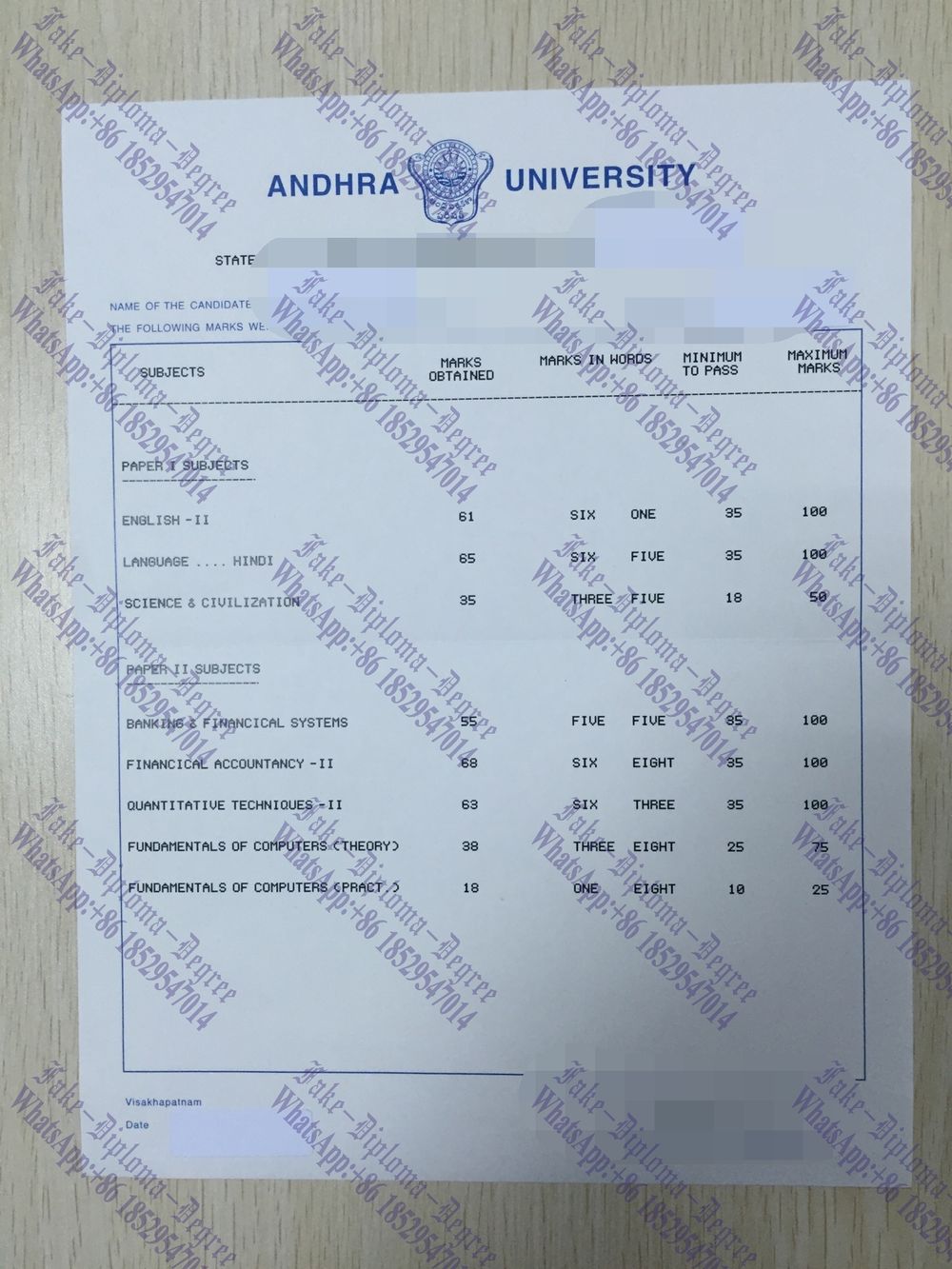 How to order fake Copy Fake Andhra University Degree Diploma