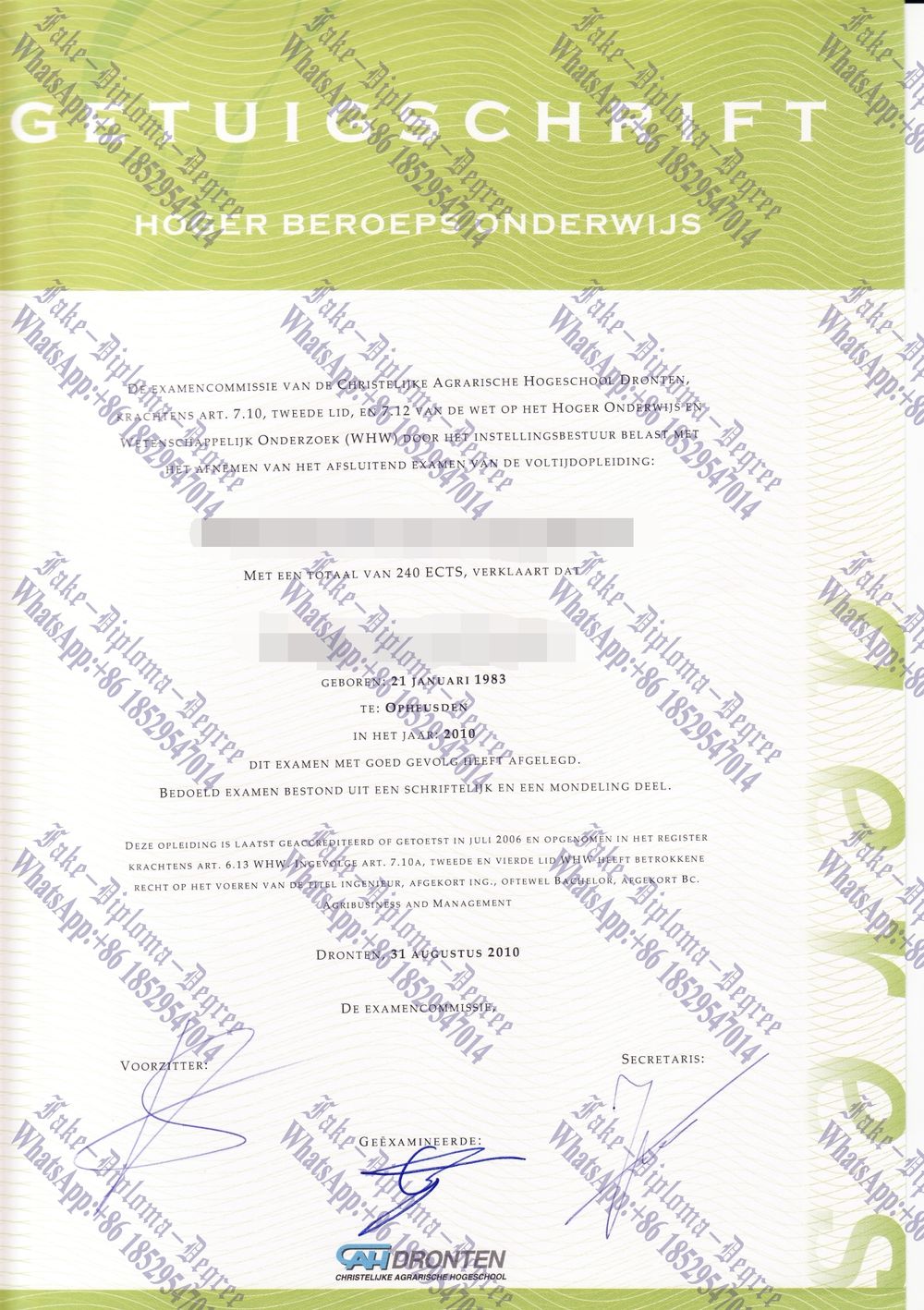 Is it possible to buy fake Christelijke Agrarische Hogeschool Diploma