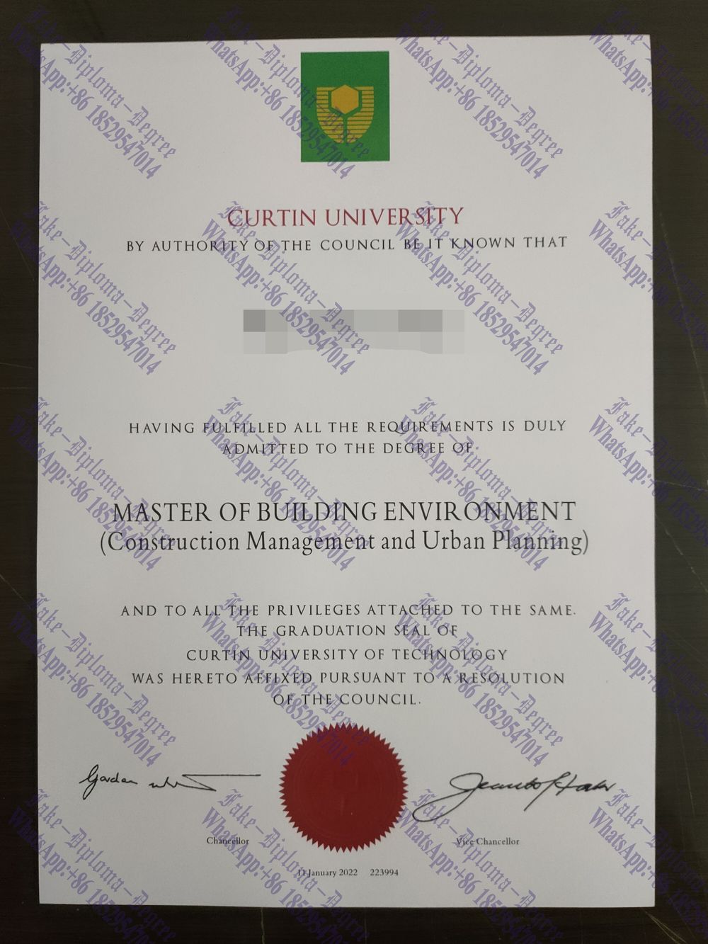 Purchase fake Curtin University Diploma