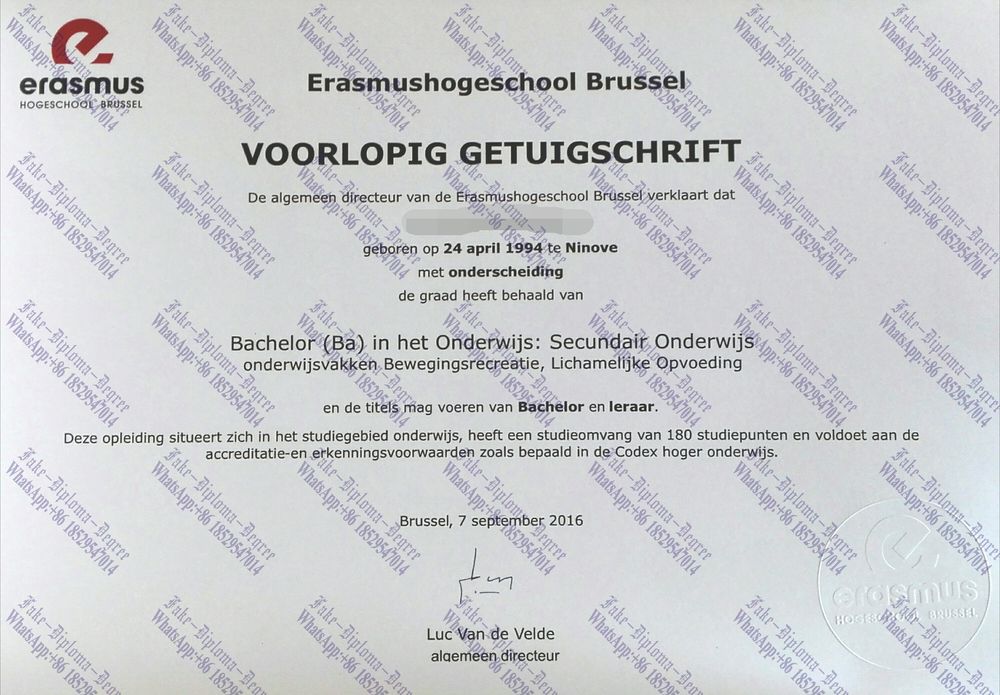 Purchase fake Erasmushogeschool Brussel Diploma