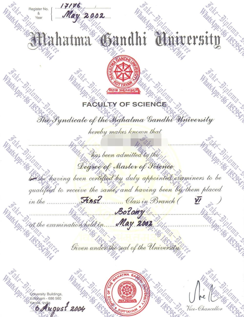 Purchase fake Mahatma Gandhi University Degree