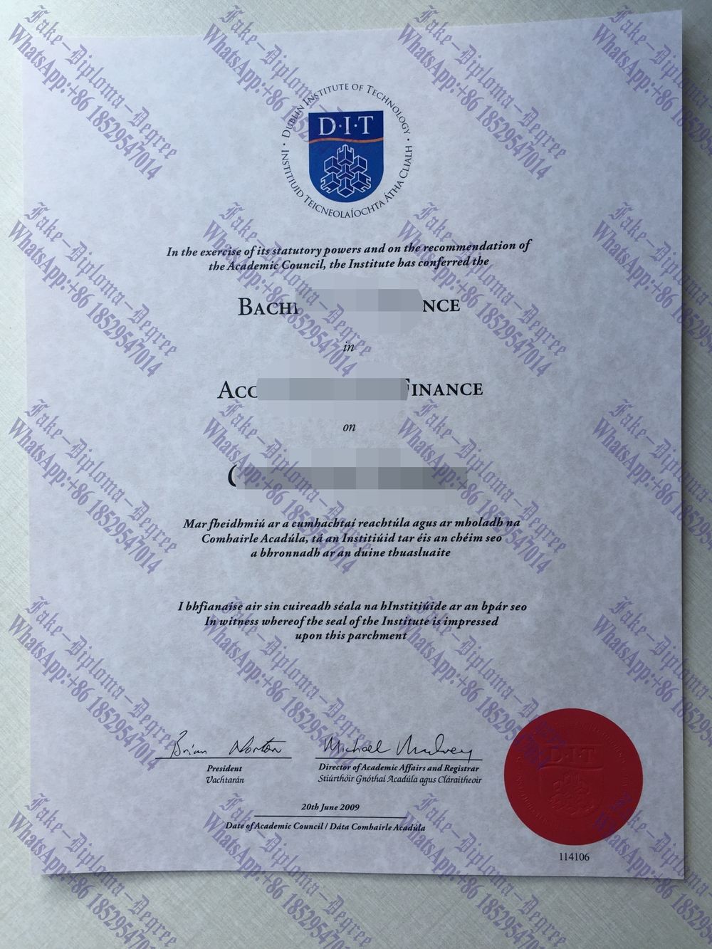 Purchase fake Technological University Dublin（DIT) Degree