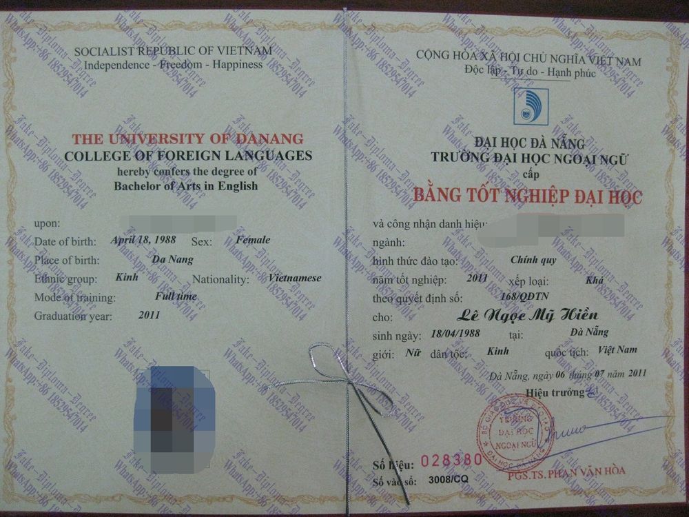 Purchase phony The University of Danang Degree