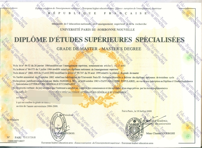 Purchase phony Université Sorbonne Nouvelle Paris 3 Diploma