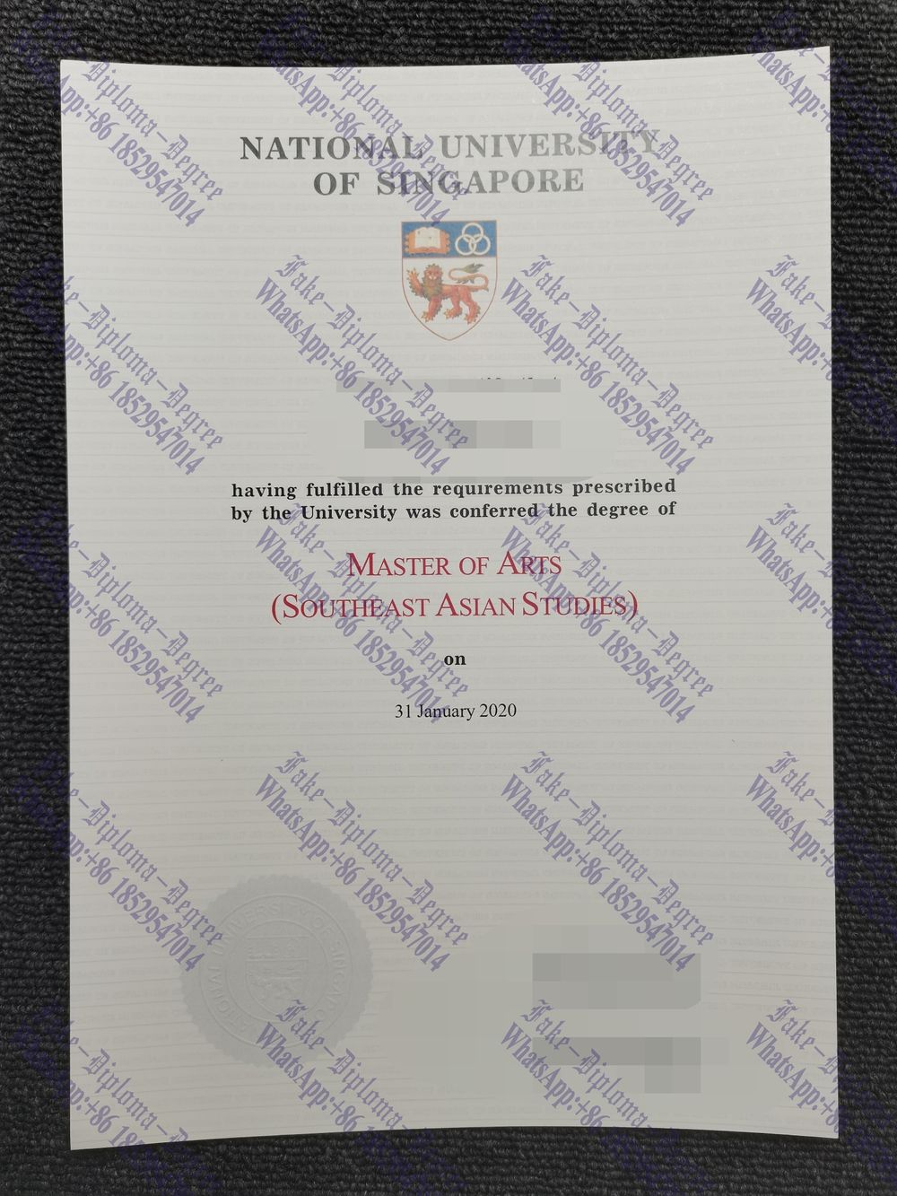 The best website to buy fake National University of Singapore Degree