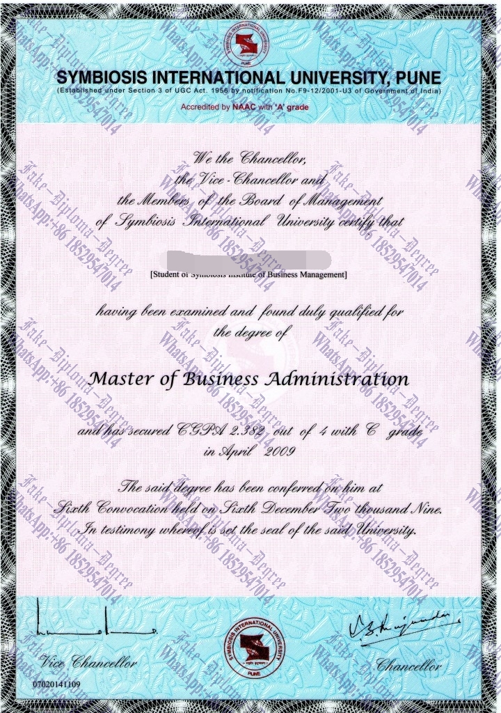 Where to purchase fake Symbiosis International University Diploma