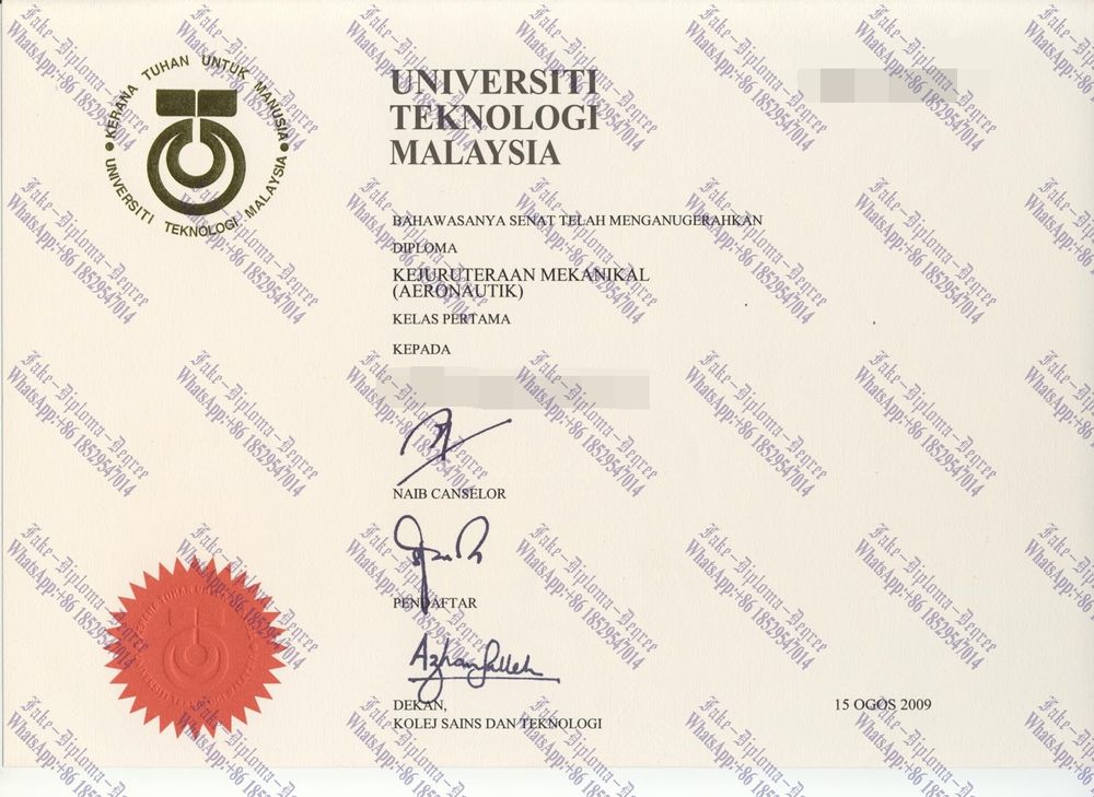 Where to purchase fake Universiti Teknologi Malaysia Degree